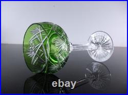 Art Deco Grand 1 Verre A Vin En Cristal Double Couleur Vert Val St Lambert