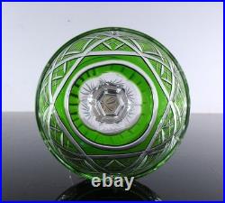 Art Deco Grand 1 Verre A Vin En Cristal Double Couleur Vert Val St Lambert