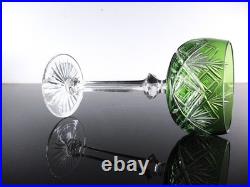 Art Deco Grand 1 Verre A Vin En Cristal Double Couleur Vert Val St Lambert