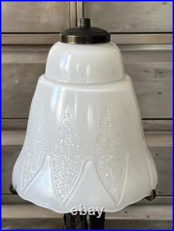 Art Déco Lampe Veilleuse Ancienne Fer Forgé Martelé Obus Globe Verre