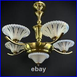 Art Déco Lampe à Suspension De Petitot Verres EZAN Lustre, 1930er