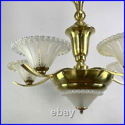 Art Déco Lampe à Suspension De Petitot Verres EZAN Lustre, 1930er