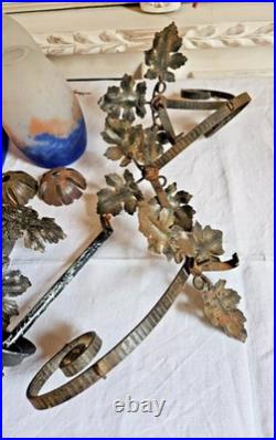 Art Deco Suspension Avec Tulipes En Verre Signe Gv Croismare Muller A Restaurer