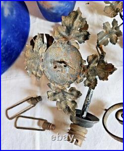 Art Deco Suspension Avec Tulipes En Verre Signe Gv Croismare Muller A Restaurer