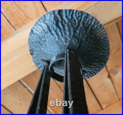 Art Deco Suspension Fer Forge Tulipe Flamme Verre Moule A Electrifier