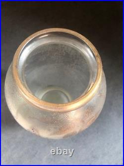 Art Deco Vase Signed ADAT -Master Glassmaker Frosted Glass Gold Butterflies