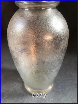 Art Deco Vase Signed ADAT -Master Glassmaker Frosted Glass Gold Butterflies