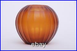 Art Déco Vase en Verre Kaltgeschliffen Couleur Ambre Josef Hoffmann Zugeschr. V