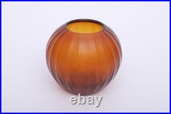 Art Déco Vase en Verre Kaltgeschliffen Couleur Ambre Josef Hoffmann Zugeschr. V