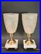 Art Déco paire de lampes en marbre, laiton et verre pressé vers 1930