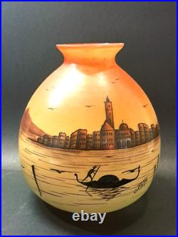 Art Nouveau/Art Déco Beau vase peint polychrome signé JOMA vers 1920