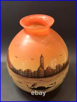 Art Nouveau/Art Déco Beau vase peint polychrome signé JOMA vers 1920