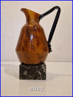 Art déco Charles Schneider Pichet décoratif en verre marmoréen ambre 1930
