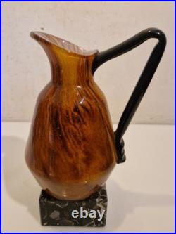 Art déco Charles Schneider Pichet décoratif en verre marmoréen ambre 1930
