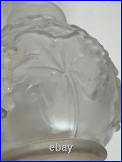 Art déco, grand vase verre pressé vignes Etaleune vers 1930