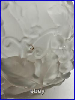 Art déco, grand vase verre pressé vignes Etaleune vers 1930