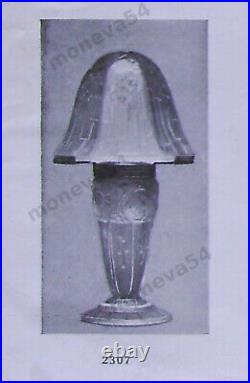 Aubin Ollier Lampe Champignon Art Déco En Verre Moulé Pressé Et Fer Forgé 1930