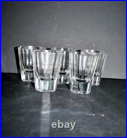 BACCARAT Lot 5 Verres liqueur Art Déco cristal taillé pans coupés Cave à liqueur
