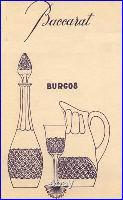 Baccarat Burgos 6 Water Wine Glasses Verres A Eau Vin Cristal Taille Art Deco A
