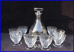 Baccarat Carafe et 8 Verres Service à liqueur en Cristal Modèle Charmes Art Déco
