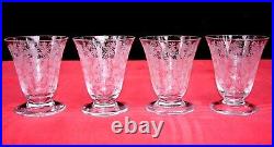 Baccarat Elisabeth 4 Water Crystal Glasses 4 Verres A Eau Cristal Gravé Art Deco
