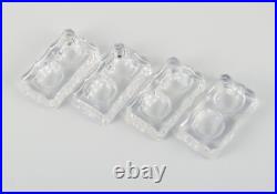 Baccarat, France. Quatre doubles caves à sel Art Déco, verre cristal à facettes