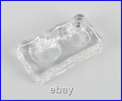 Baccarat, France. Quatre doubles caves à sel Art Déco, verre cristal à facettes