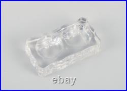 Baccarat, France. Quatre doubles caves à sel Art Déco, verre cristal à facettes