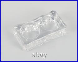 Baccarat, France. Quatre doubles caves à sel Art Déco, verre cristal à facettes