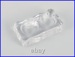 Baccarat, France. Quatre doubles caves à sel Art Déco, verre cristal à facettes