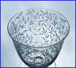 Baccarat Golf Juan 4 Water Glasses Verres A Eau Cristal Grave Fleurs Art Deco B