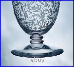 Baccarat Golf Juan 4 Water Glasses Verres A Eau Cristal Grave Fleurs Art Deco B