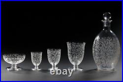 Baccarat Golf Juan 4 Water Glasses Verres A Eau Cristal Grave Fleurs Art Deco B
