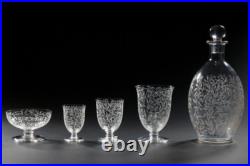 Baccarat Golf Juan 4 Wine Glasses Verres A Vin Cristal Grave Fleurs Art Deco Bc