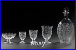 Baccarat Golf Juan 4 Wine Glasses Verres A Vin Cristal Grave Fleurs Art Deco Bc