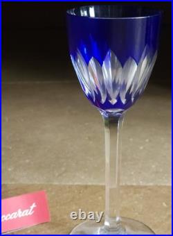 Baccarat Verre Roemer Cassino Bleu Taillé Art Deco 19 Cm Taillé Estampillé