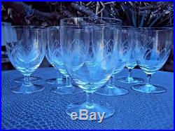 Baccarat lot de 9 verres à eau en cristal gravé Art Déco début 20 ème