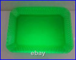 Bayel plat assiette pointe diamant ouraline verre vert ancien art deco nouveau