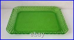 Bayel plat assiette pointe diamant ouraline verre vert ancien art deco nouveau