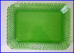 Bayel plat assiette pointe diamant ouraline verre vert ancien art deco nouveau