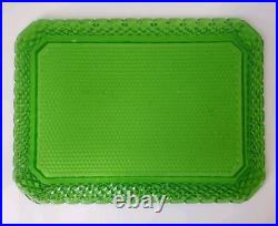 Bayel plat assiette pointe diamant ouraline verre vert ancien art deco nouveau