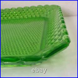 Bayel plat assiette pointe diamant ouraline verre vert ancien art deco nouveau