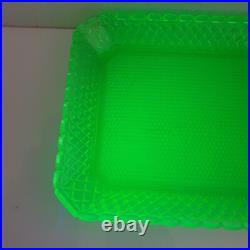 Bayel plat assiette pointe diamant ouraline verre vert ancien art deco nouveau