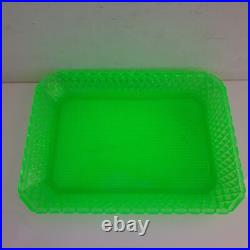 Bayel plat assiette pointe diamant ouraline verre vert ancien art deco nouveau