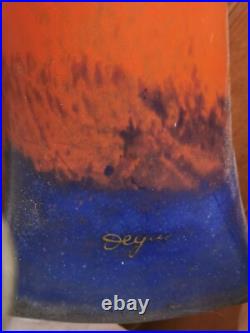 Beau Lustre ART DECO signé Degué Bronze Nickelé et pate de verre Marmoréen
