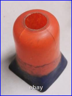Beau Lustre ART DECO signé Degué Bronze Nickelé et pate de verre Marmoréen