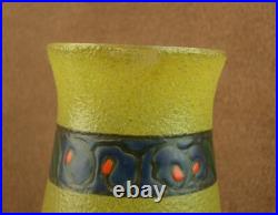 Beau Vase Art Deco En Verre Emaillé Signé Leune