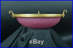 Beau lustre suspension vasque ART Deco Plafonnier Verre Bronze Rose Cranberry