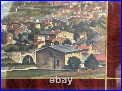 Beau plateau Art déco. Peinture sous Verre. Vue panoramique du PUY