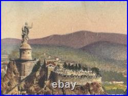 Beau plateau Art déco. Peinture sous Verre. Vue panoramique du PUY